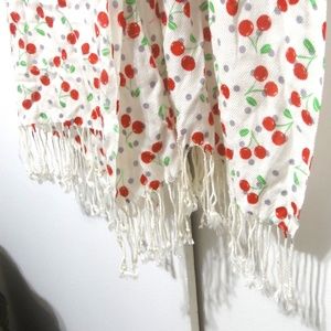 Cherry Print Long Scarf